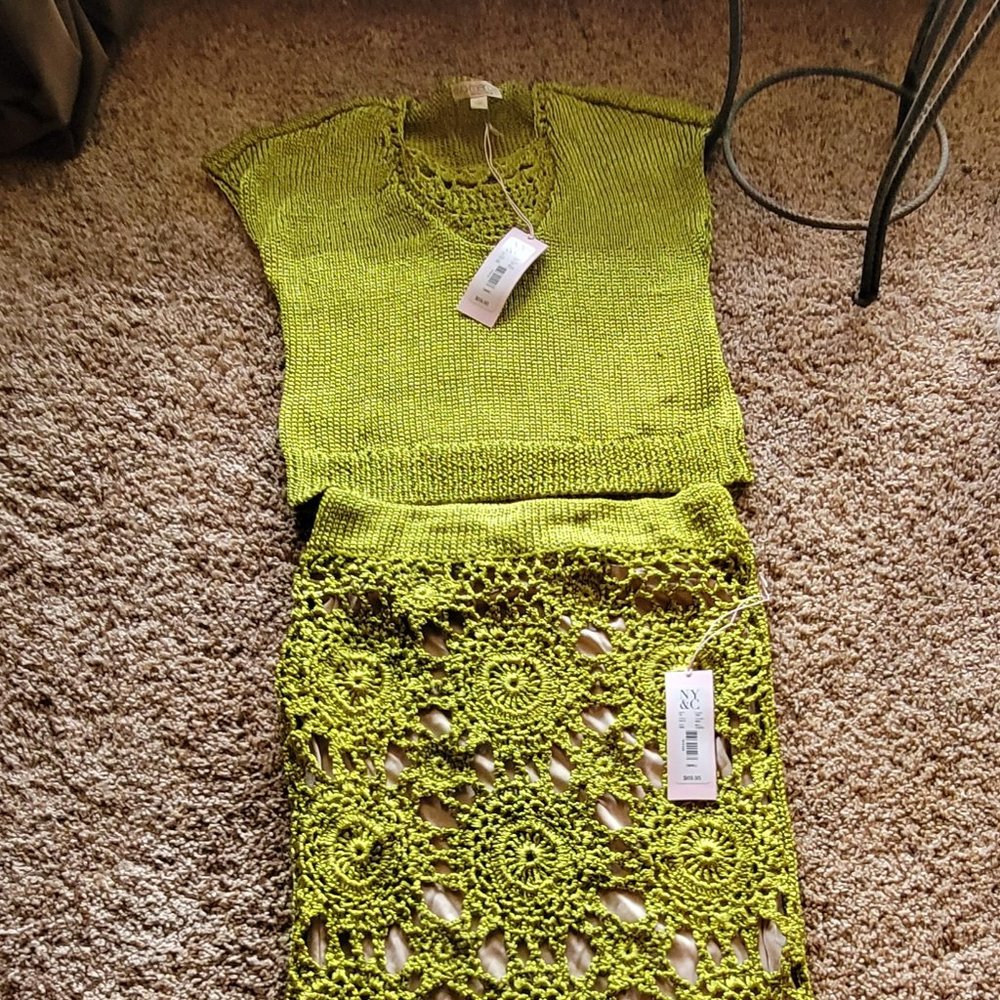 Eva Mendes/New York & Co. “Gina” green 2pc crochet set